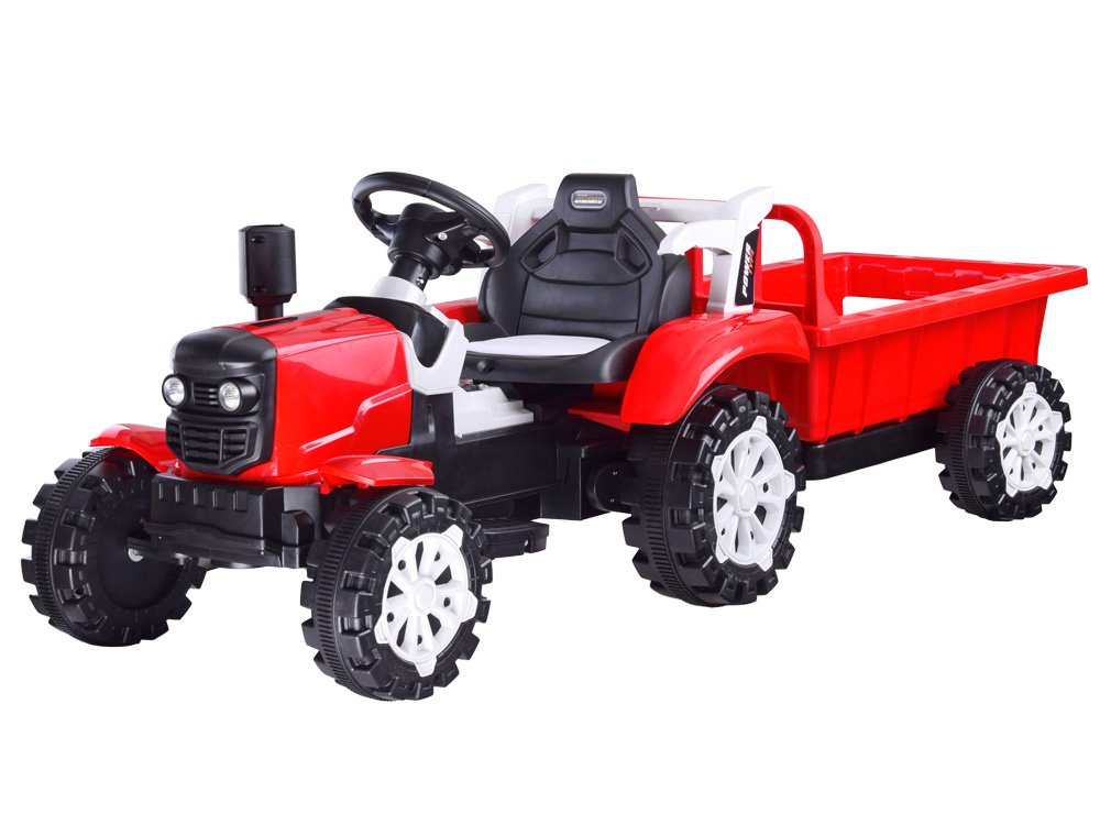 Elektrický traktor Rumcajs s přívěsem červený