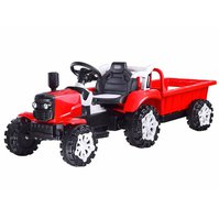 Elektrický traktor Rumcajs s přívěsem červený