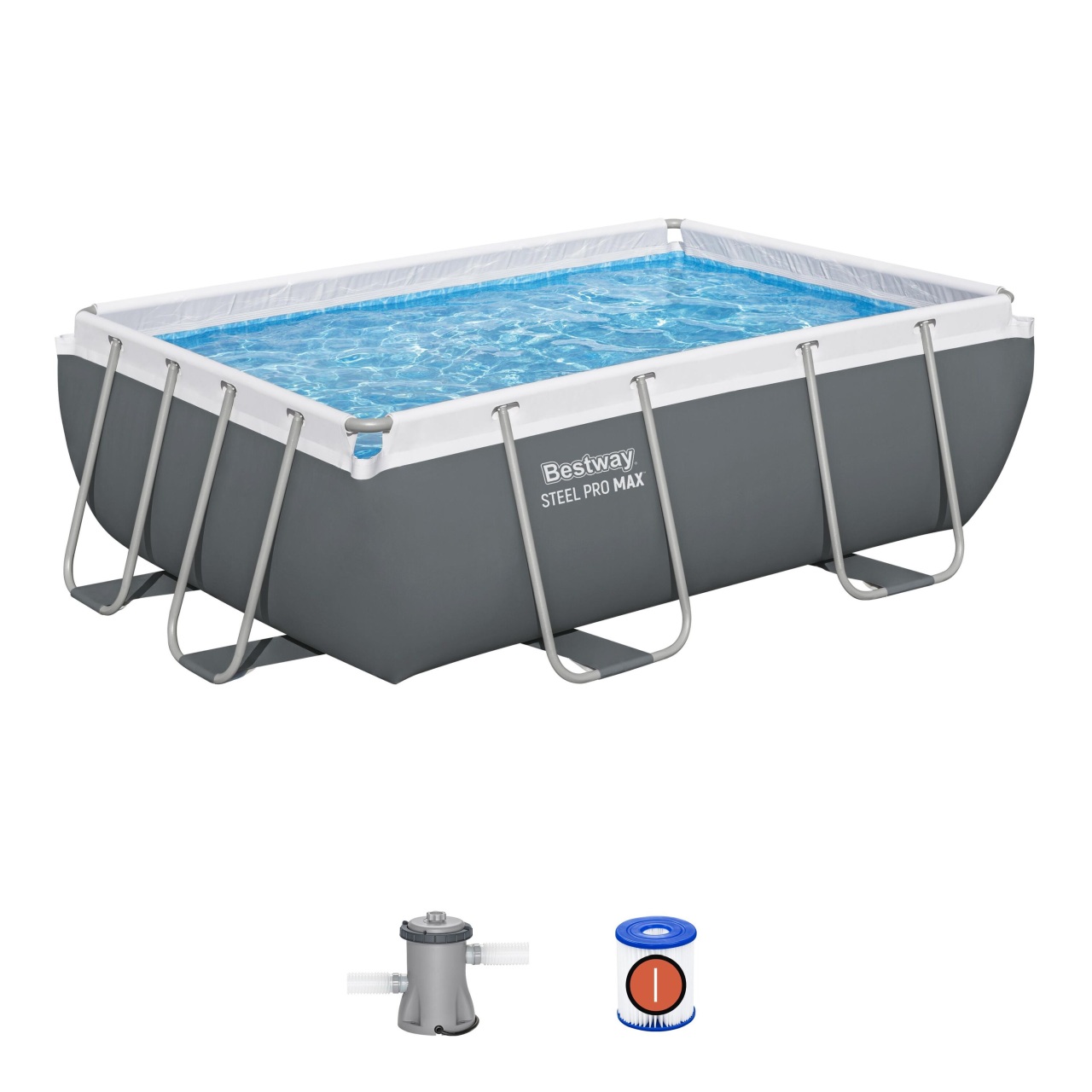 Bestway 56629 Zahradní bazén Power Steel 282 cm x 196 cm x 84 cm