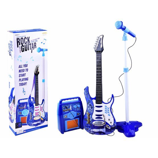 Dětská elektrická kytara + mikrofon zesilovač modrá 1.jpg