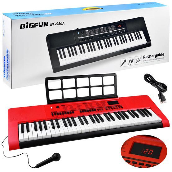 Dětský keyboard BF-950A Big Fun s mikrofonem, držákem not a dobíjecí baterií 15.jpg