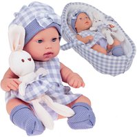 Panenka Newborn s králíčkem v košíku 32 cm Šedá 1.jpg