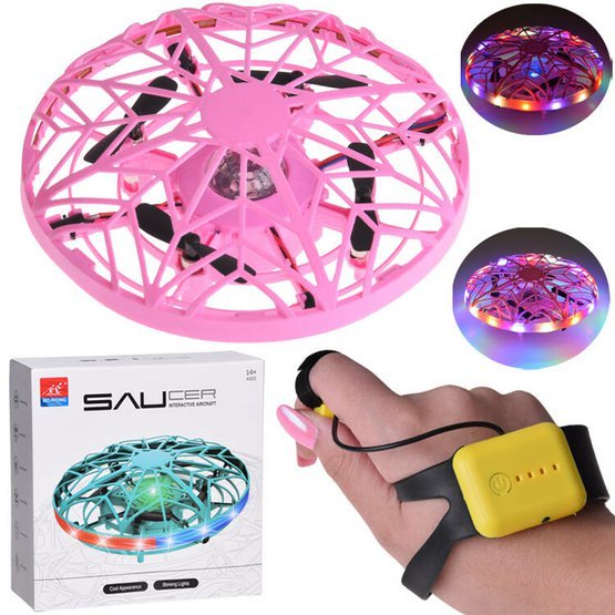 RC Dron s LED osvětlením ovládaný rukou Růžová 10.jpg