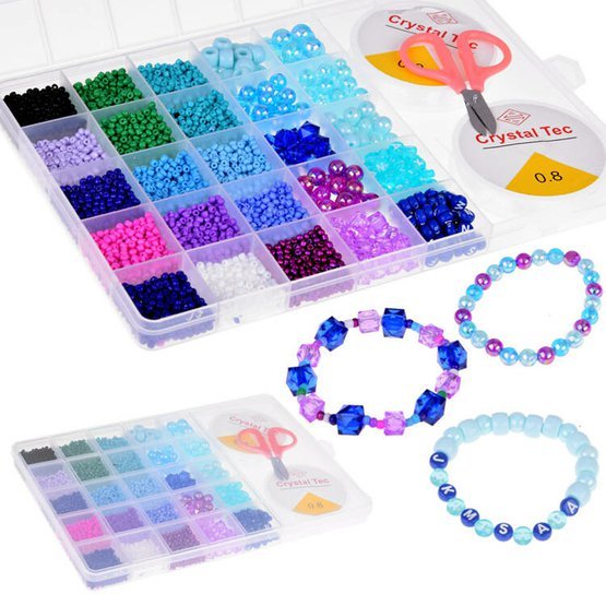 Sada korálků Blue Crystal Beads k výrobě náramků 24 barev 7.jpg