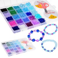 Sada korálků Blue Crystal Beads k výrobě náramků 24 barev