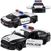 Kovové  autíčko policie Ford Shelby GT350 se zvuky a světly 1:32 Černá-bílá