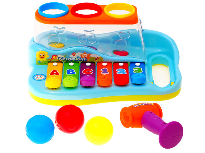 Huile Toys dětský barevný xylofon s kladívkem zatloukačka