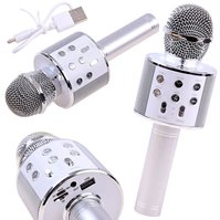Bezdrátový karaoke mikrofon s reproduktorem stříbrný 11.jpg