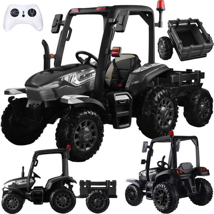 Dětský traktor 4x4 s přívěsem 12V černý
