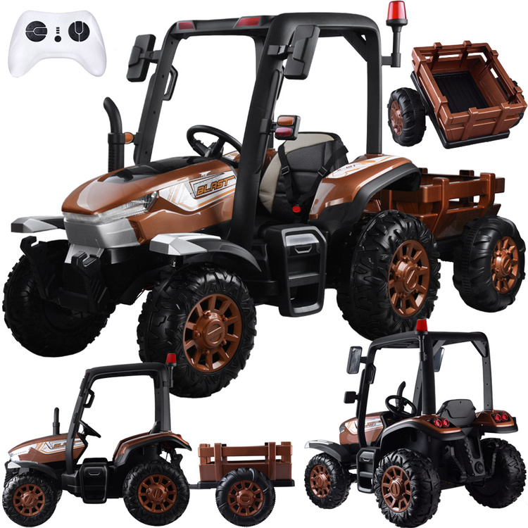 Dětský traktor 4x4 s přívěsem 12V hnědý
