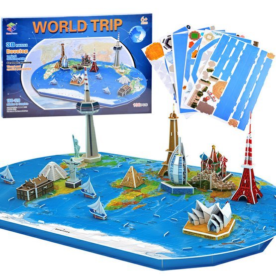 Puzzle 3D WorldTrip mapa světa se slavnými stavbami 5.jpg