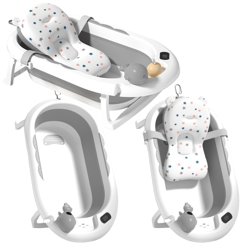 Skládací dětská vanička s teploměrem a měkkou vložkou