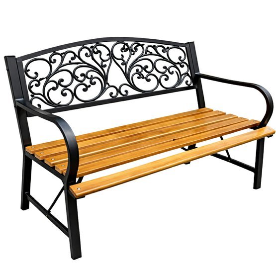 Zahradni_lavice_2mistna_drevo_kov_Classic_118_cm